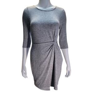 I.N. San Francisco Gray Faux Wrap Knit Dress Bodycon Minimalist Sz Small